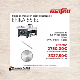 Sierra de mesa con disco desplazable ERIKA 85 Ec - 1P0343 - Promoción Mafell