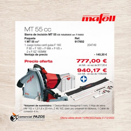 MAFELL - Sierra de incisión MT 55 cc MidiMAX en T-MAX - 917602 - 0