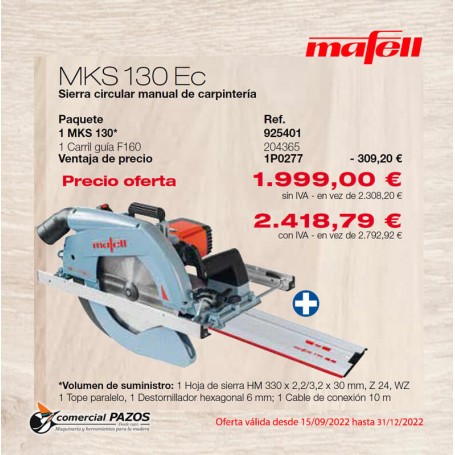 Sierra circular manual de carpintería MKS 130 Ec Mafell - Promoción 1P0277