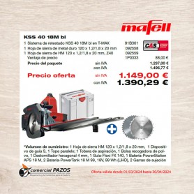 Mafell - 91B301 - Sistema de retestado manual de batería KSS 40 18M bl en T-MAX  - 0