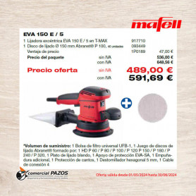 Lijadora excéntrica EVA 150 E / 5 + discos de lijado Abranet - 1P0189 - Mafell