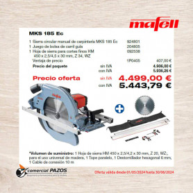 Sierra circular manual de carpintería MKS 185 Ec - 1P0397 - Promoción Mafell - 1