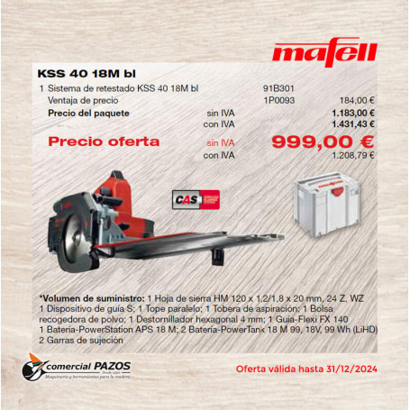 Sistema de retestado KSS 40 18M bl- 1P0093 - Promoción Mafell - 1