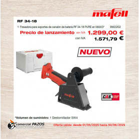 Fresadora para soportes de canalón de batería RF 34-18 PURE en MAX3 - 9M2202 - Promoción Mafell