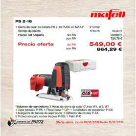 Sierra de calar de batería PS 2-18 PURE en MAX3 - 1P0475 - Promoción Mafell - 1