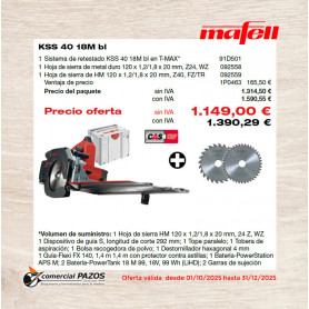 Sistema de retestado manual de batería KSS 40 18M bl en T-MAX - 1P0463- Promoción Mafell - 1
