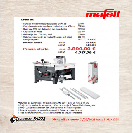 Sierra de mesa con disco desplazable ERIKA 85 Ec - 1P0312 - Promoción Mafell - 0