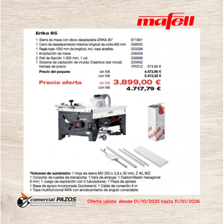 Sierra de mesa con disco desplazable ERIKA 85 Ec - 1P0312 - Promoción Mafell - 0