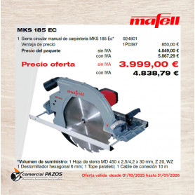 Sierra circular manual de carpintería MKS 185 Ec - 1P0397 - Promoción Mafell - 1