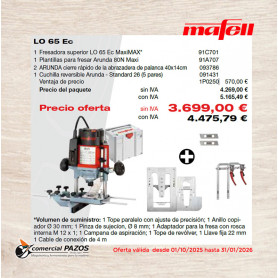 Fresadora superior LO 65 Ec MaxiMAX en T-MAX - 1P0250 - Promoción Mafell - 1