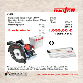 Sierra circular manual K 85 Ec en L-MAX - 1P0458 - Promoción Mafell - 1