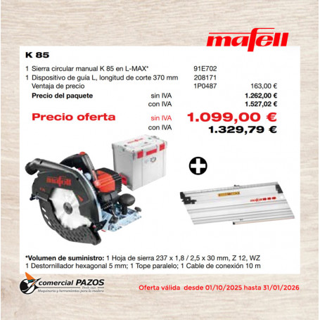 Sierra circular manual K 85 Ec en L-MAX - 1P0458 - Promoción Mafell - 1