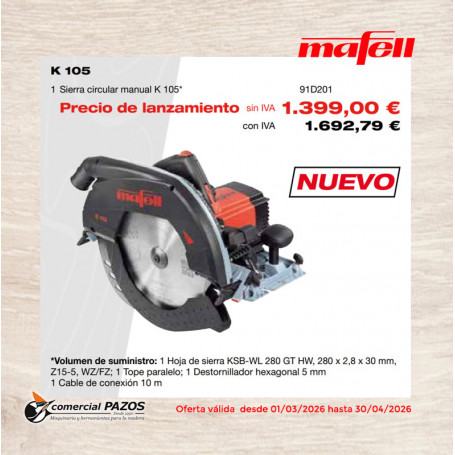 Sierra circular manual K 105 91D201 Mafell