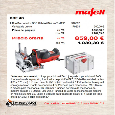Sistema Duo Mechonador DDF 40 MaxiMAX - 1P0234 - Promoción Mafell