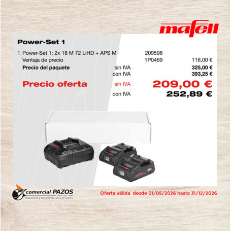 Power-Set 1: 2x 18 M 72 LiHD + APS M - 1P0469 - Promoción Mafell - 0