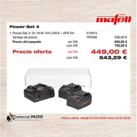 Power-Set 4: 2 x 18 M 144 LiHDX + APS M+ - 1P0460 - Promoción Mafell - 0