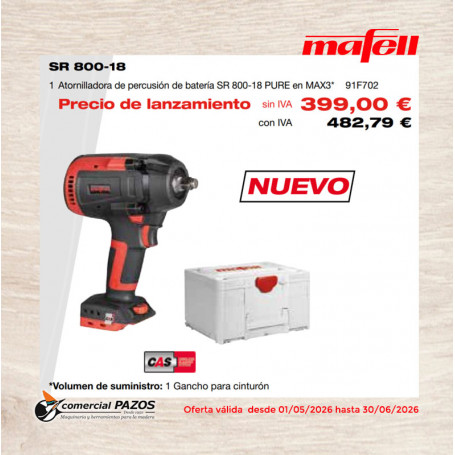 Atornillador de impacto de batería SR 800-18 PURE en MAX3 91F702 Mafell - 0