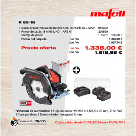 Sierra circular manual de batería K 85-18 PURE en el L-MAX - 1P0451 -Promoción Mafell - 0
