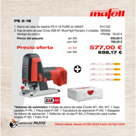 Sierra de calar de batería PS 2-18 PURE en MAX3 - 1P0480 - Promoción Mafell