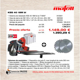 Sistema de retestado manual de batería KSS 40 18M bl en T-MAX - 1P0463- Promoción Mafell - 1